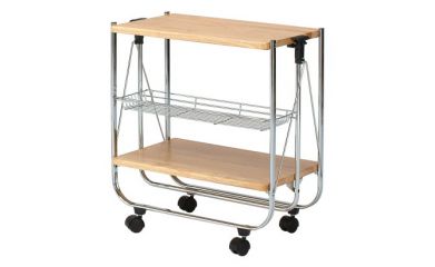 Kitchen Foldable Trolley, Rolling Service Cart, Folding Food Trolley